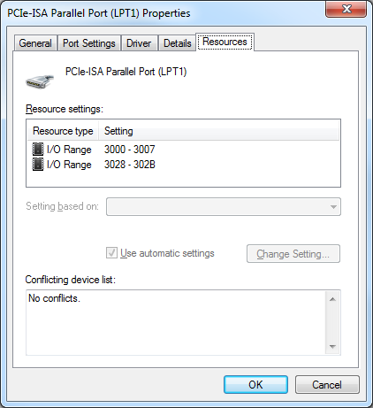 Parallel Port I/O Address